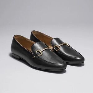 & Other Stories Black Leather Loafers with Gold Accent